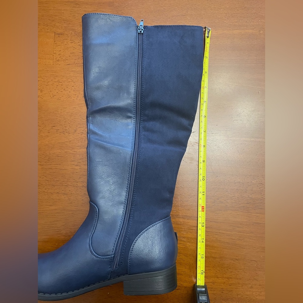 NEW FAUZ LEATHER FLAT BOOTS WITH ZIPPERED DETAILS - Picture 11 of 13